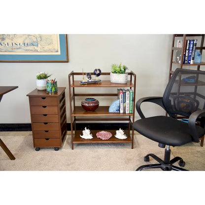 Solid Bamboo Frame 6 Drawer Rolling Storage Cart