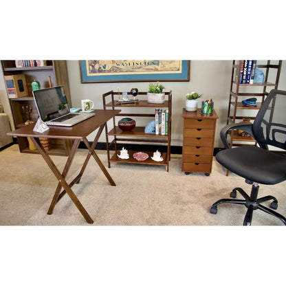 Solid Bamboo Frame 6 Drawer Rolling Storage Cart