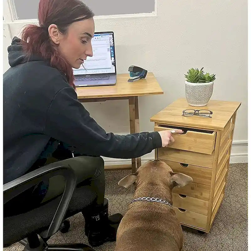 Solid Bamboo Frame 6 Drawer Rolling Storage Cart