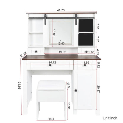 41.73 Wide Dressing Table Set with 4 Drawers 1 Cabinet Dressing Table
