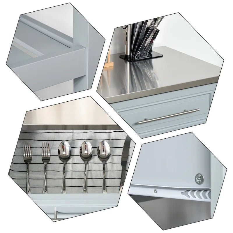 Kitchen Island With Stainless Steel Top(no include stool)