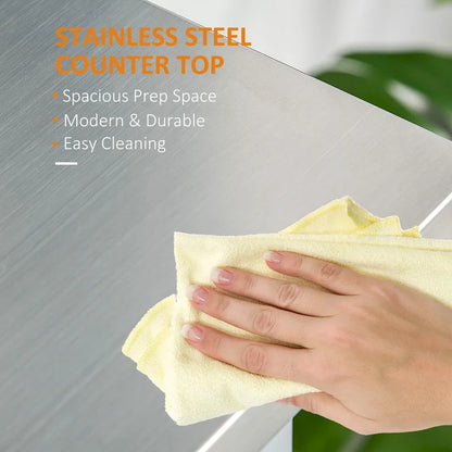 Kitchen Island With Stainless Steel Top(no include stool)