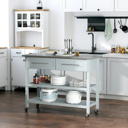 Kitchen Island With Stainless Steel Top(no include stool)
