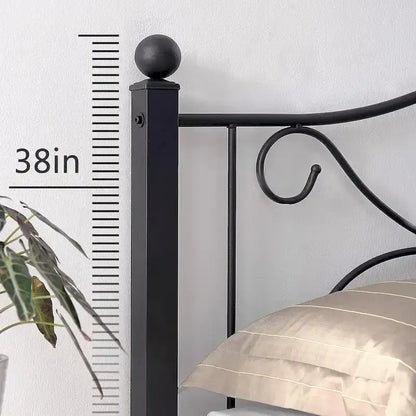 Classic Black Scroll Metal Platform Bed Frame