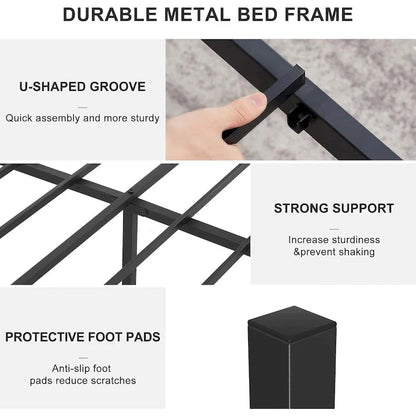 Classic Black Scroll Metal Platform Bed Frame