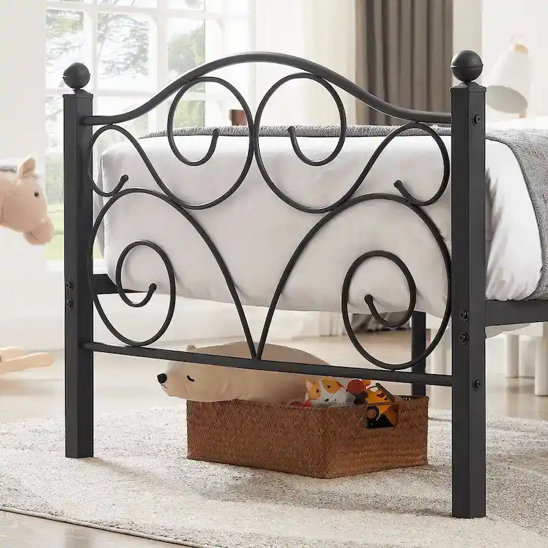 Classic Black Scroll Metal Platform Bed Frame