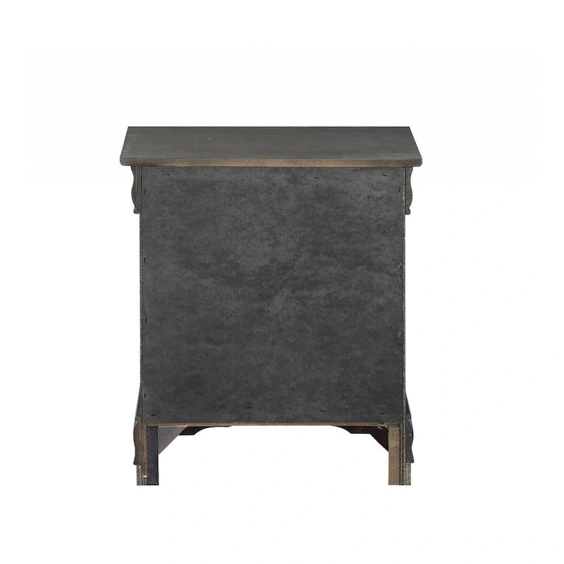 Wood Nightstand with 2 Drawers and Metal Handles