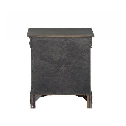 Wood Nightstand with 2 Drawers and Metal Handles