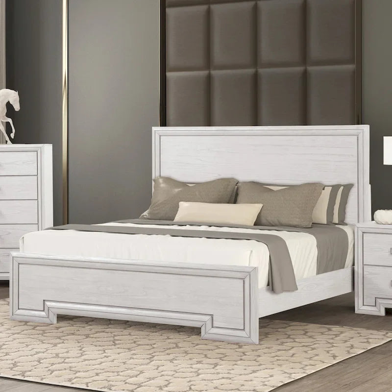 Furniture of America Klasiin Rustic White Wood Panel Bed