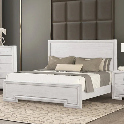 Furniture of America Klasiin Rustic White Wood Panel Bed