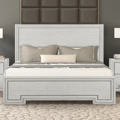 Furniture of America Klasiin Rustic White Wood Panel Bed