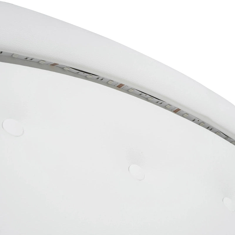 Upholstered Platform Bed with Tufted Headboard, LED and Two Drawers for Bedroom