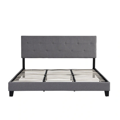Queen Size Upholstered Platform Bed with Tufted Headboard