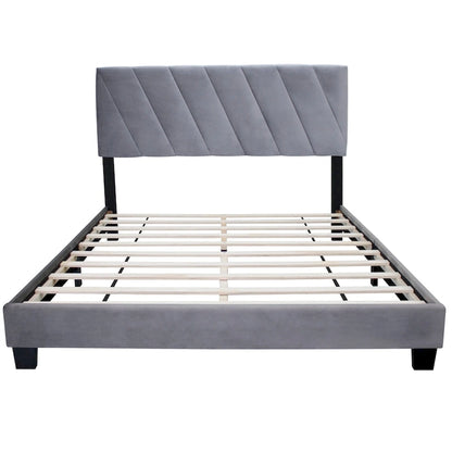Gray Modern Style Queen Size Adjustable Upholstered Platform Bed for Bedroom
