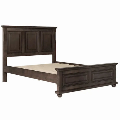 Brown King Size Traditional Style Pinewood Platform Bed with Wooden Slats Support for Bedroom