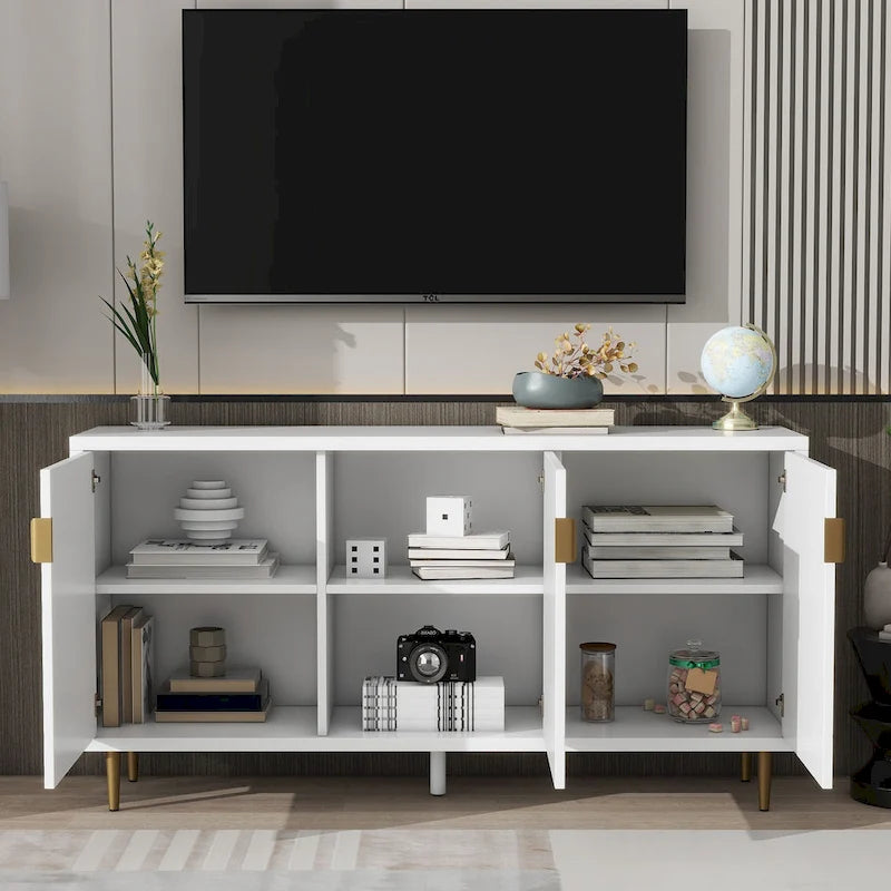 65 Modern TV Stand with Doors & Adjustable Shelves for TVs Up to 70