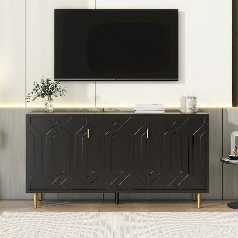65 Modern TV Stand with Doors & Adjustable Shelves for TVs Up to 70