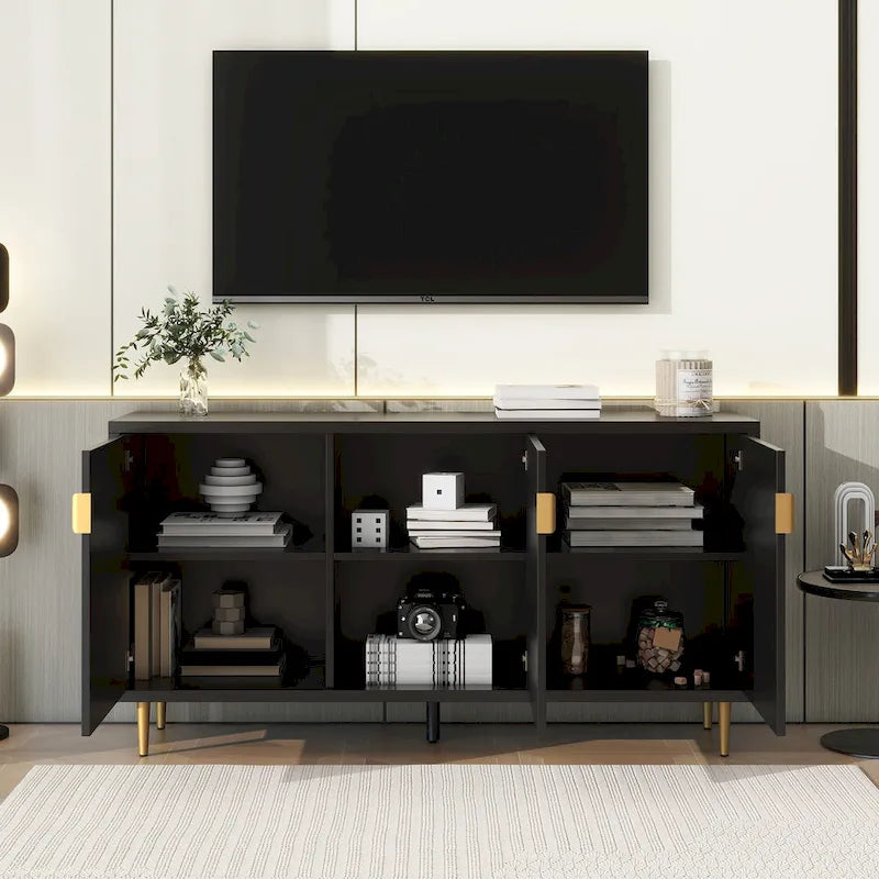 65 Modern TV Stand with Doors & Adjustable Shelves for TVs Up to 70