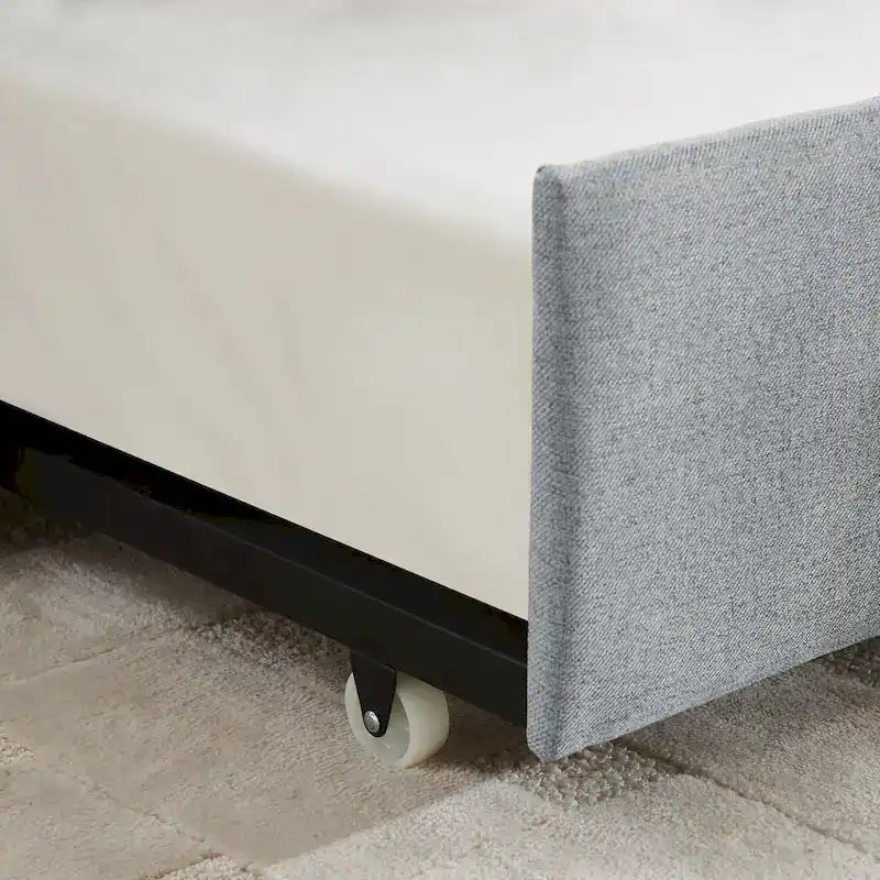 Twin Size Linen Daybed with Trundle & Vertical Stripes - 500LB Capacity