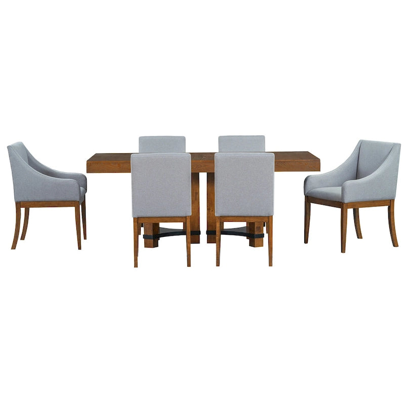 7-Piece Rustic Dining Set with Extendable Table & 6 Chairs