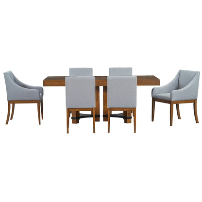 7-Piece Rustic Dining Set with Extendable Table & 6 Chairs