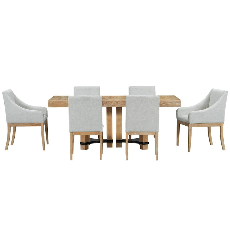 7-Piece Rustic Dining Set with Extendable Table & 6 Chairs