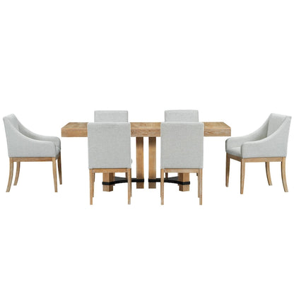 7-Piece Rustic Dining Set with Extendable Table & 6 Chairs
