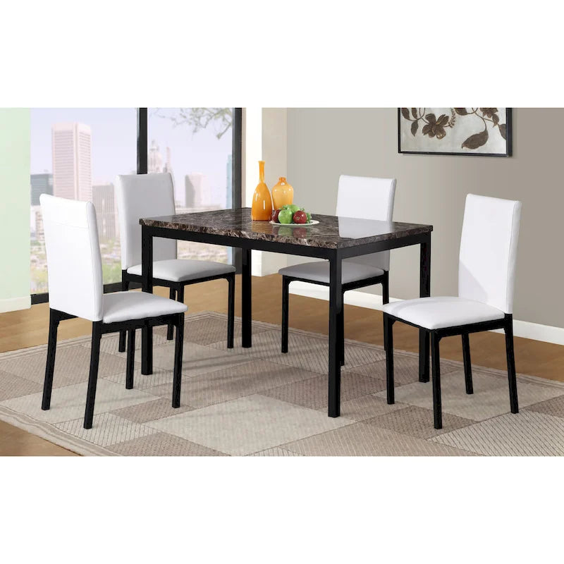 Modern Style 5-Piece Dining Set with Rectangular Table and 4 Upholstered High Back Chairs