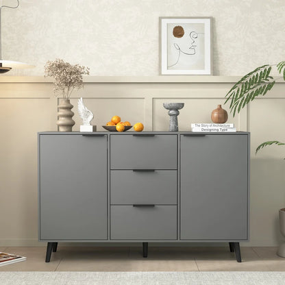 Modern Sideboard Buffet Cabinet with 2 Doors, Storage Shelves and 3 Drawers