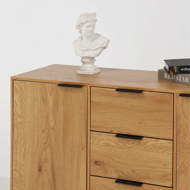 Modern Sideboard Buffet Cabinet with 2 Doors, Storage Shelves and 3 Drawers