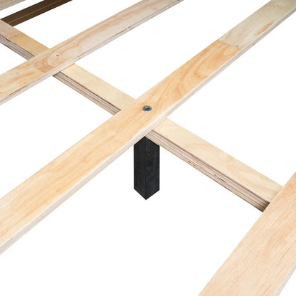 Queen Linen Canopy Bed with Headboard and Metal Frame