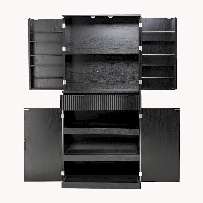 72H Kitchen Pantry Cabinet with 3 Keyboard Drawers,Freestanding Cabinet with 6 Door Shelves Adjustable,Cupboard Storage Cabinet