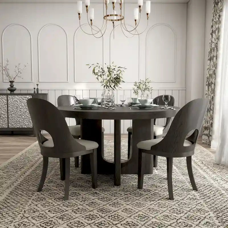 Furniture of America Piez Modern 5-Piece Solid Wood Round Dining Set