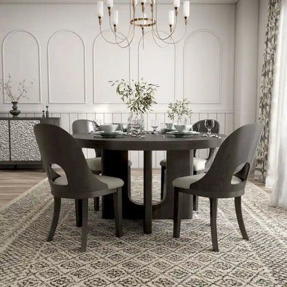 Furniture of America Piez Modern 5-Piece Solid Wood Round Dining Set