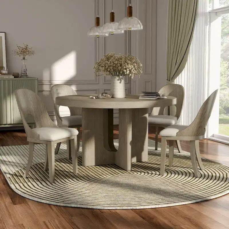 Furniture of America Piez Modern 5-Piece Solid Wood Round Dining Set