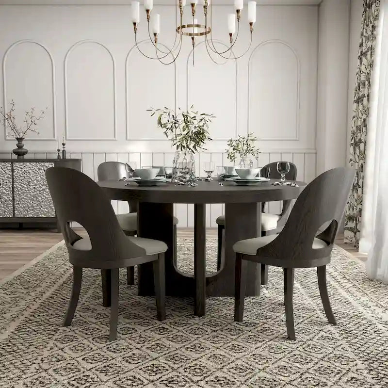 Furniture of America Piez Modern 5-Piece Solid Wood Round Dining Set