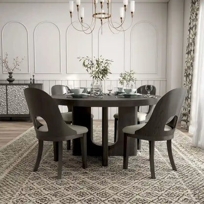 Furniture of America Piez Modern 5-Piece Solid Wood Round Dining Set