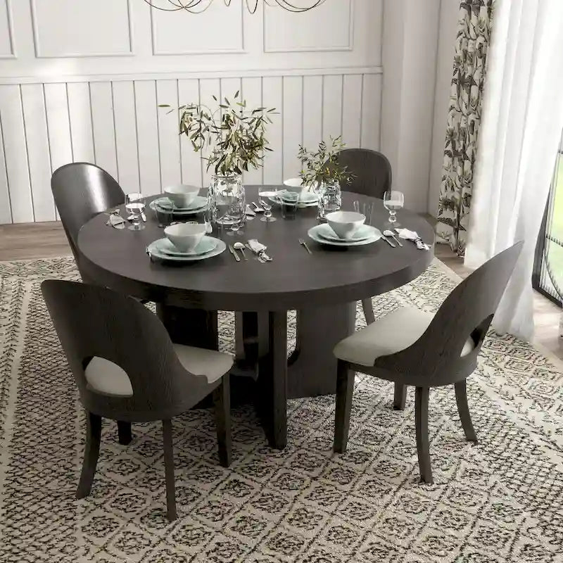 Furniture of America Piez Modern 5-Piece Solid Wood Round Dining Set
