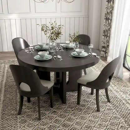 Furniture of America Piez Modern 5-Piece Solid Wood Round Dining Set