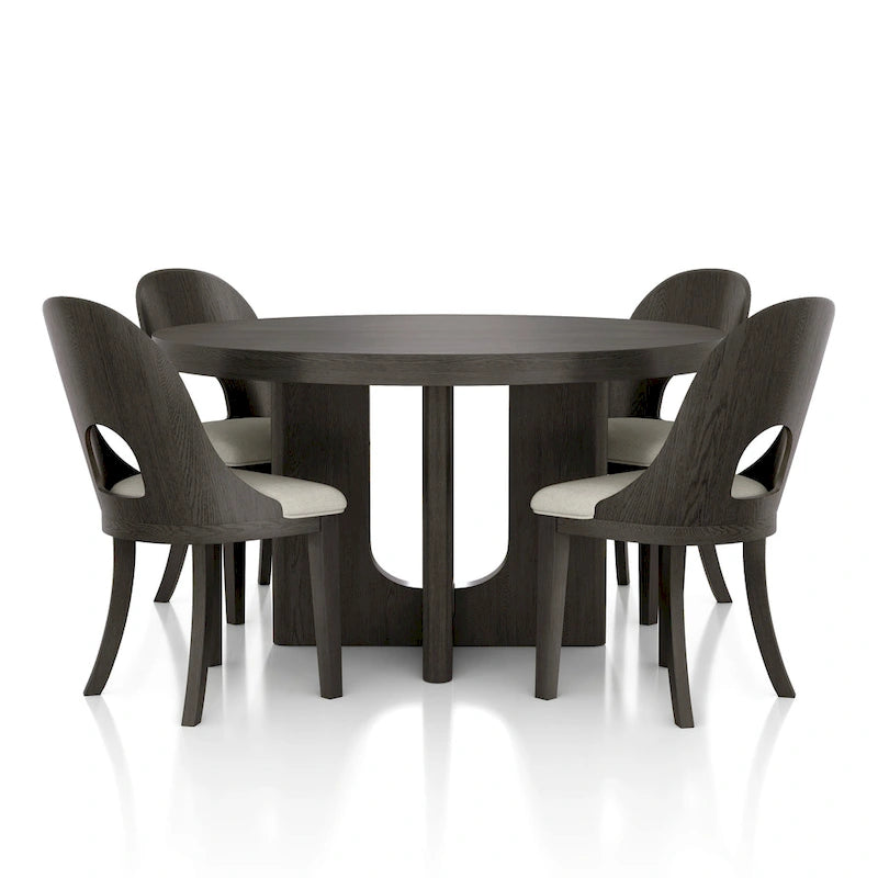 Furniture of America Piez Modern 5-Piece Solid Wood Round Dining Set