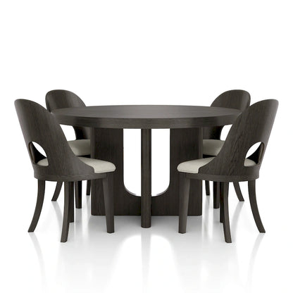 Furniture of America Piez Modern 5-Piece Solid Wood Round Dining Set