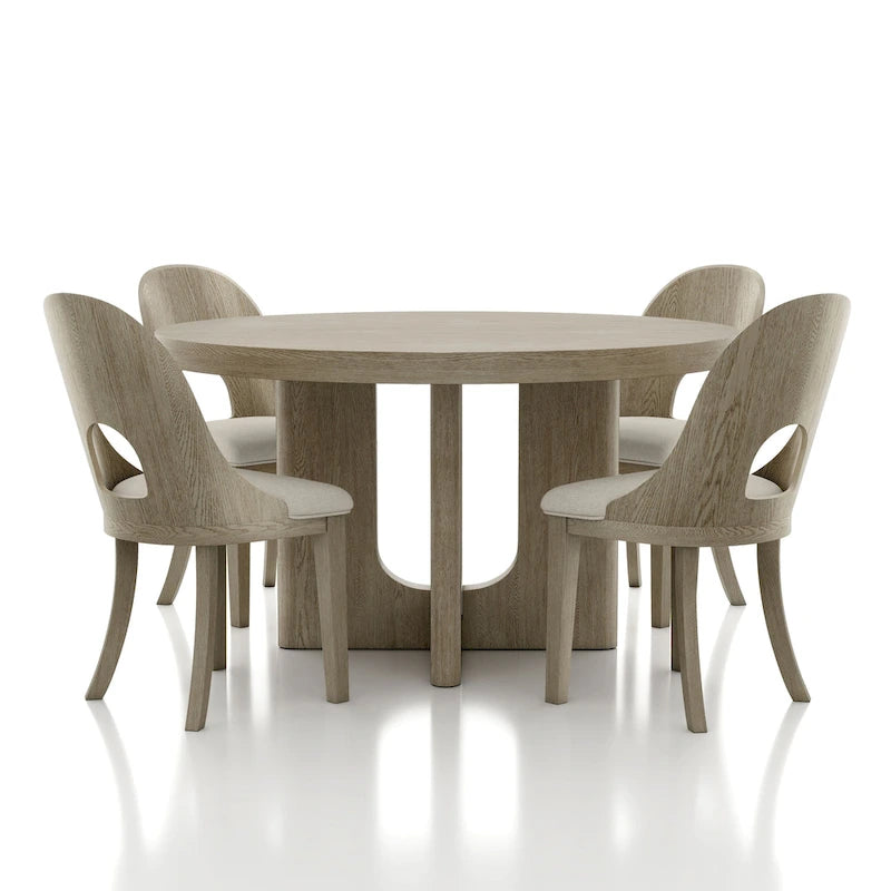 Furniture of America Piez Modern 5-Piece Solid Wood Round Dining Set