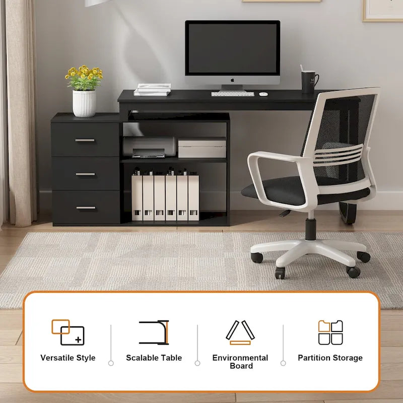 55 L Shaped Desk Writing Computer Desk Storage Workstation 5 Colors