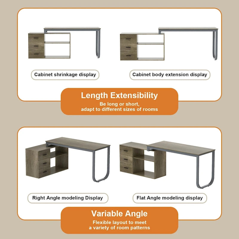 55 L Shaped Desk Writing Computer Desk Storage Workstation 5 Colors