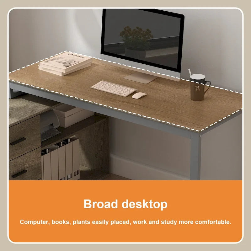 55 L Shaped Desk Writing Computer Desk Storage Workstation 5 Colors