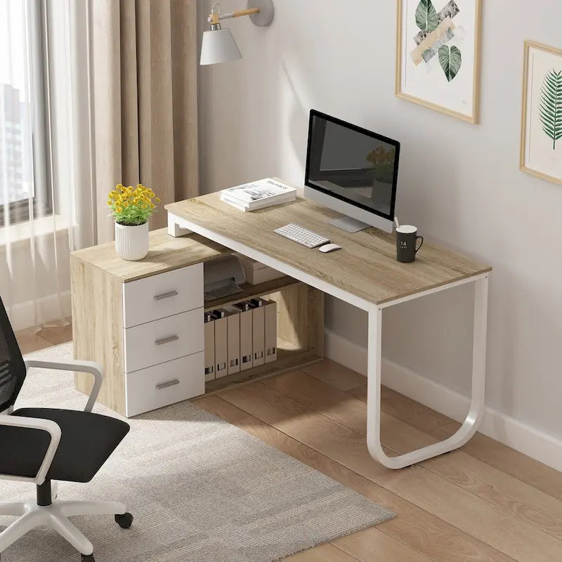 55 L Shaped Desk Writing Computer Desk Storage Workstation 5 Colors