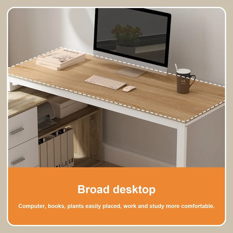 55 L Shaped Desk Writing Computer Desk Storage Workstation 5 Colors