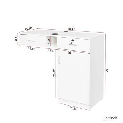 Wood Wall Mount Hair Stylist Salon Station Storage Cabinet Lockable - 15.98 x 40.47 x 32.01