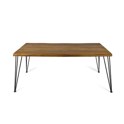 Christopher Knight Home Zion Acacia Wood 72-Inch Dining Table - teak finish + rustic metal