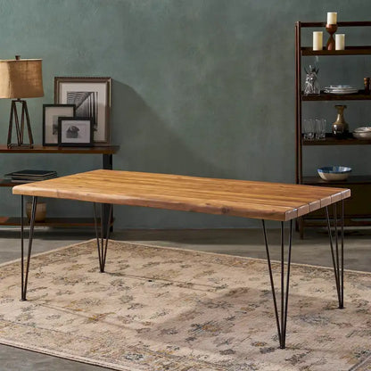 Christopher Knight Home Zion Acacia Wood 72-Inch Dining Table - teak finish + rustic metal